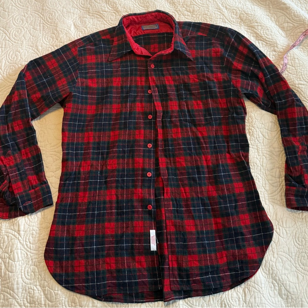 Vintage Pendleton Virgin Wool Shirt Authentic Manson Tartan large Made in U.S.A